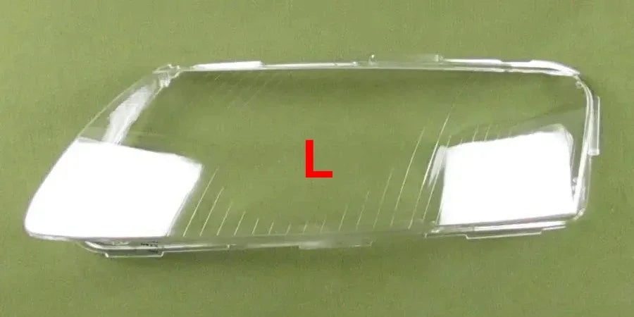 Clear car headlight cover with a red 'L' on a green background
