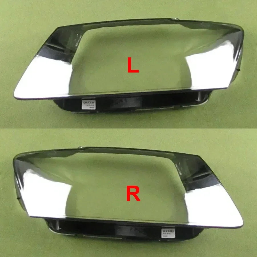 Two car headlight covers labeled 'L' and 'R' on a green background