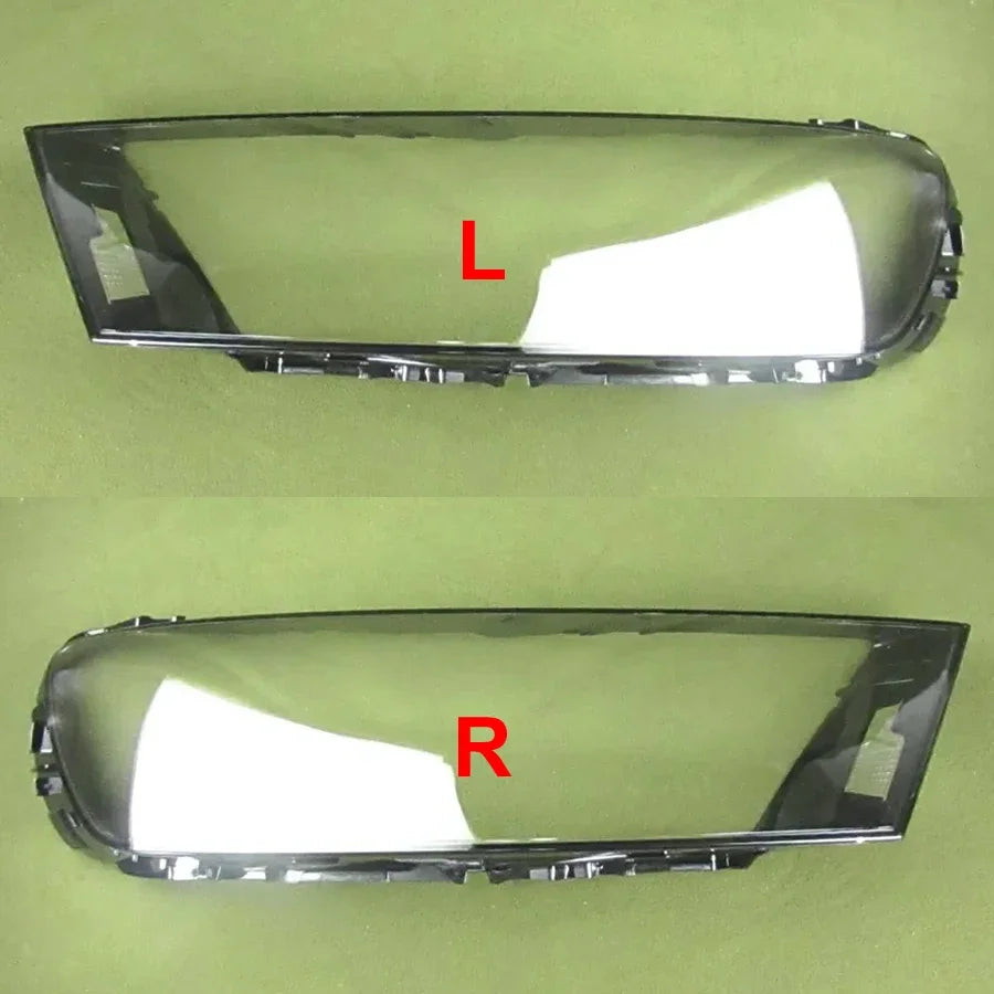 Two car headlight covers, labeled 'L' and 'R', on a green background.