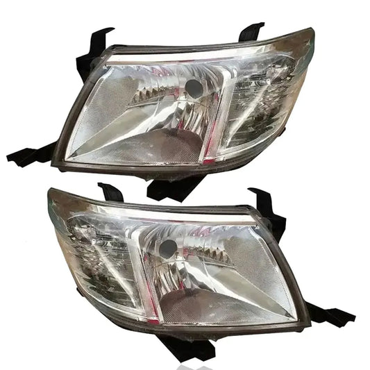 Pair of car headlights on a white background