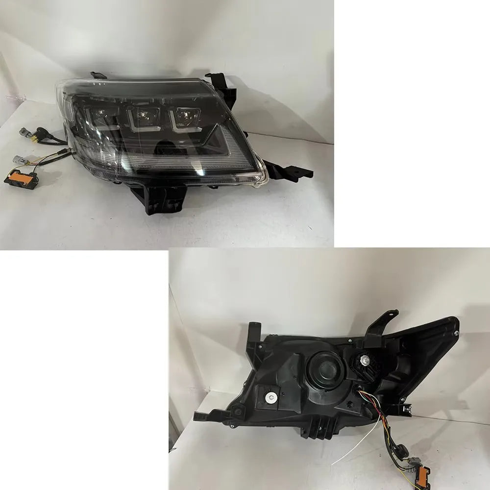 Car headlight assembly on a white background