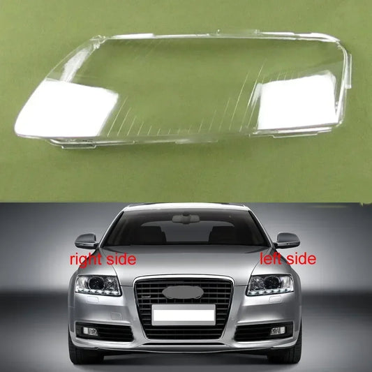 Car headlight cover with a car image below on a green background
