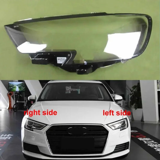 Car headlight cover on a green background with a car model below.