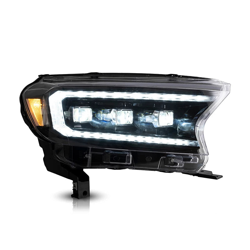 Car headlight with Kunfine logo on a white background