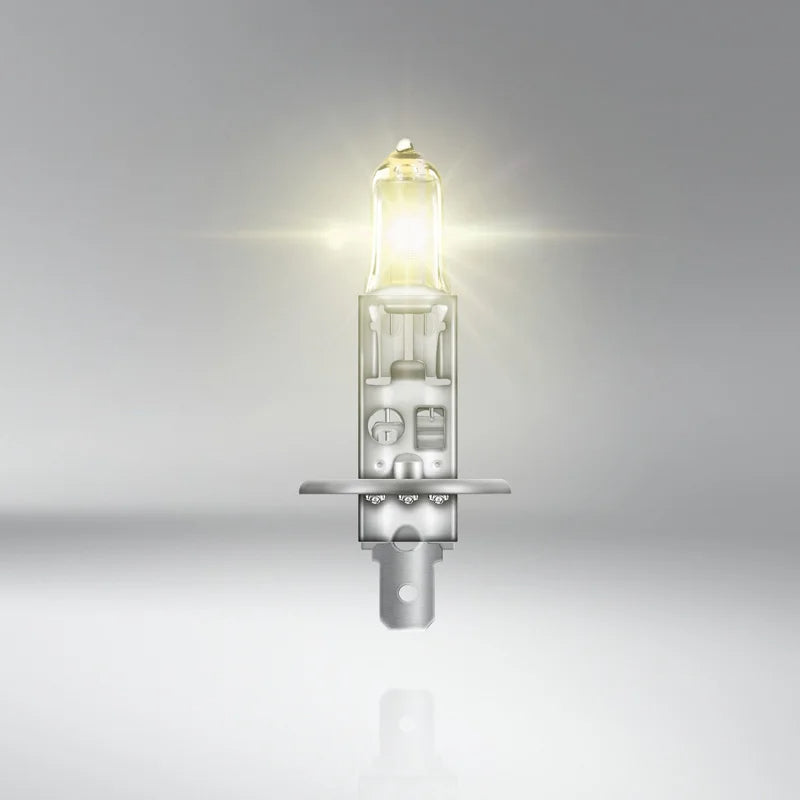 Car headlight bulb on a gray background