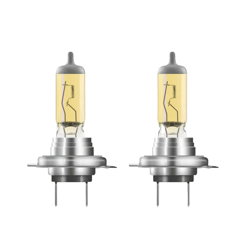 Two Osram car headlights on a white background