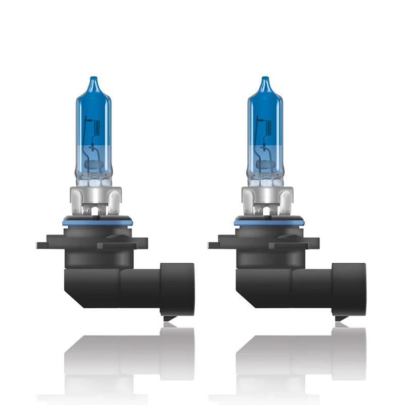 Two Osram car headlights on a white background