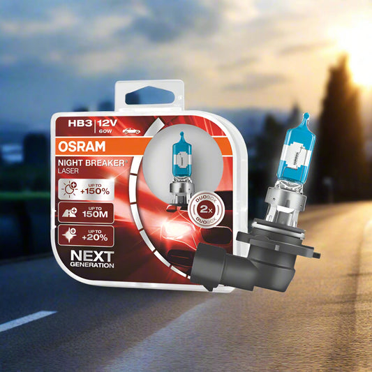 OSRAM HB3 car bulb packaging with a clear background