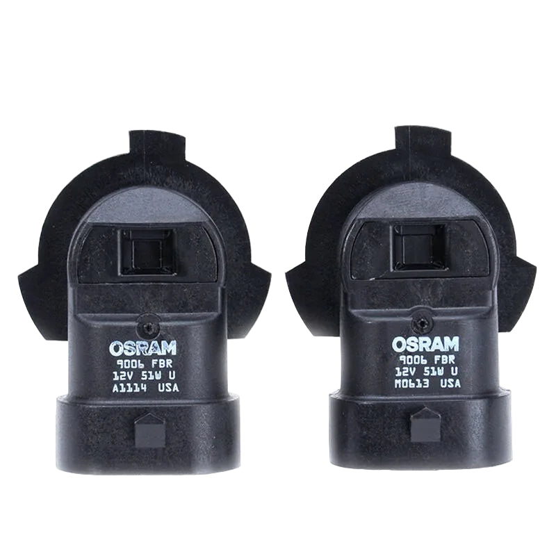 Two Osram light bulbs on a white background