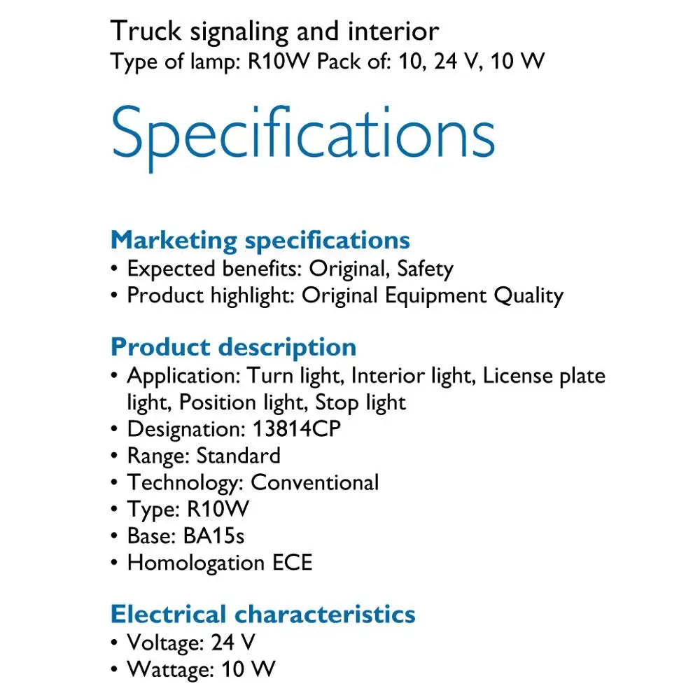 Technical specifications of a truck signaling and interior lamp on a white background