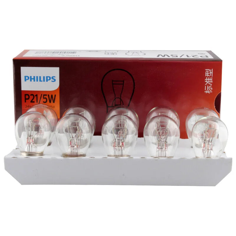 Pack of Philips light bulbs with packaging on a white background