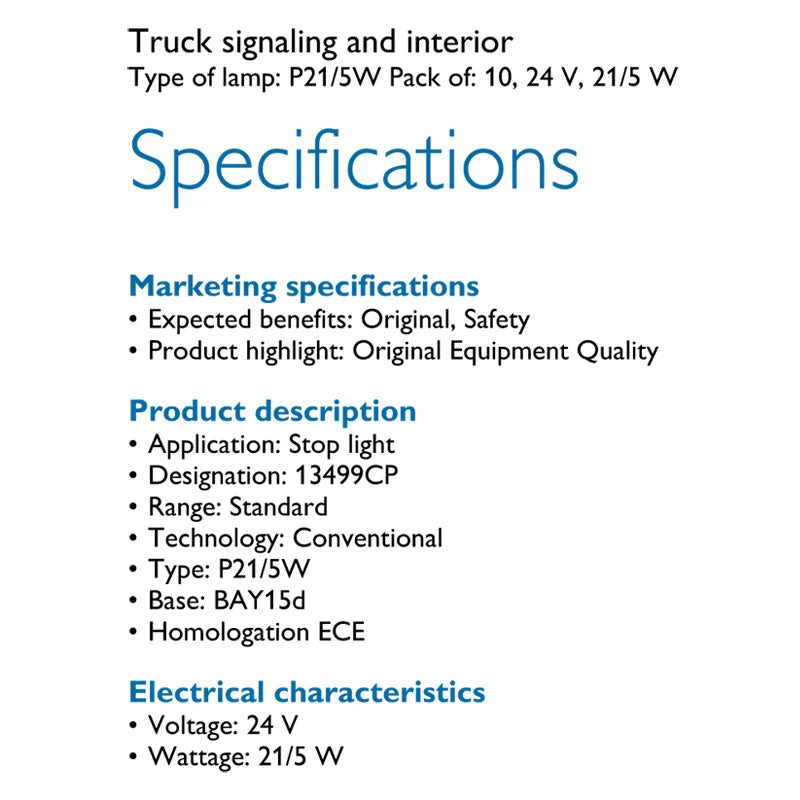 Technical specifications of a truck signaling and interior lamp on a white background