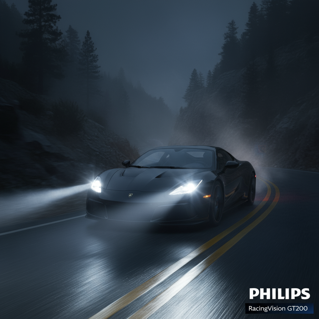 Philips H4 car light bulbs with packaging on a white background