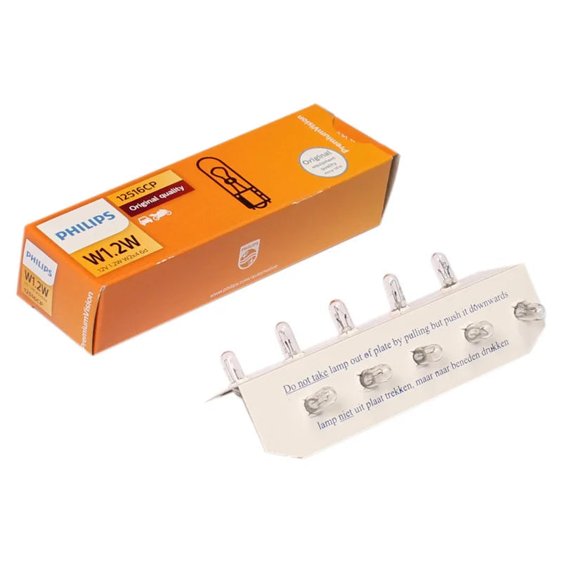 Philips light bulb packaging with bulb on a white background