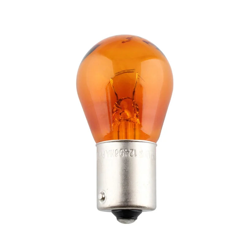 Orange Philips car light bulb on a white background
