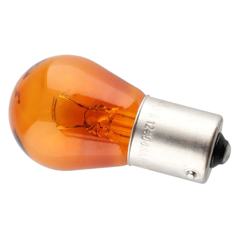 Orange Philips car bulb on a white background