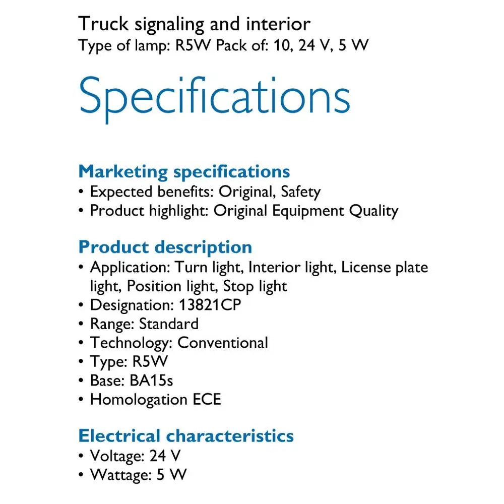 Technical specifications of truck signaling and interior lights on a white background