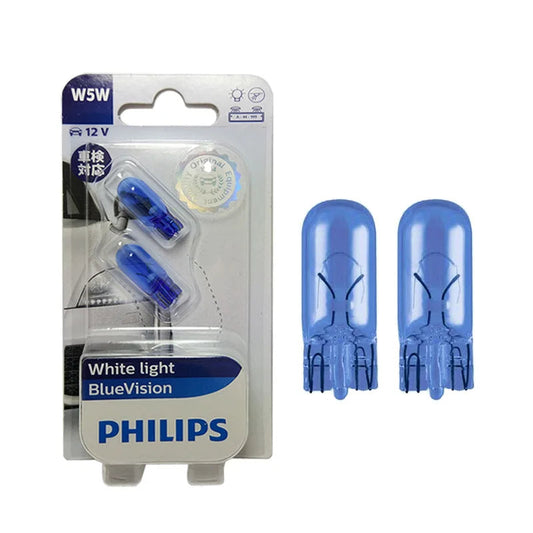 Philips blueVision car light bulbs with packaging on a white background