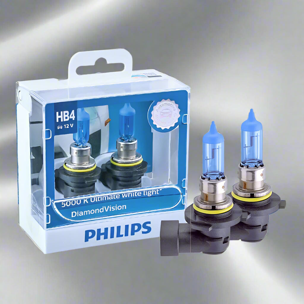 Philips DiamondVision car light bulbs with packaging on a white background