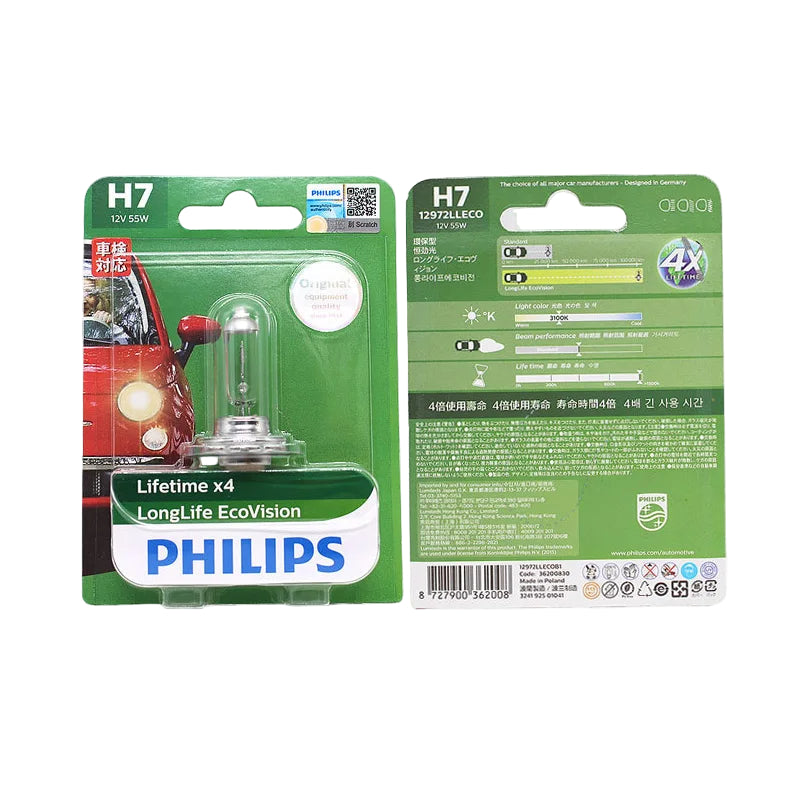 Philips H7 car bulb packaging on a white background