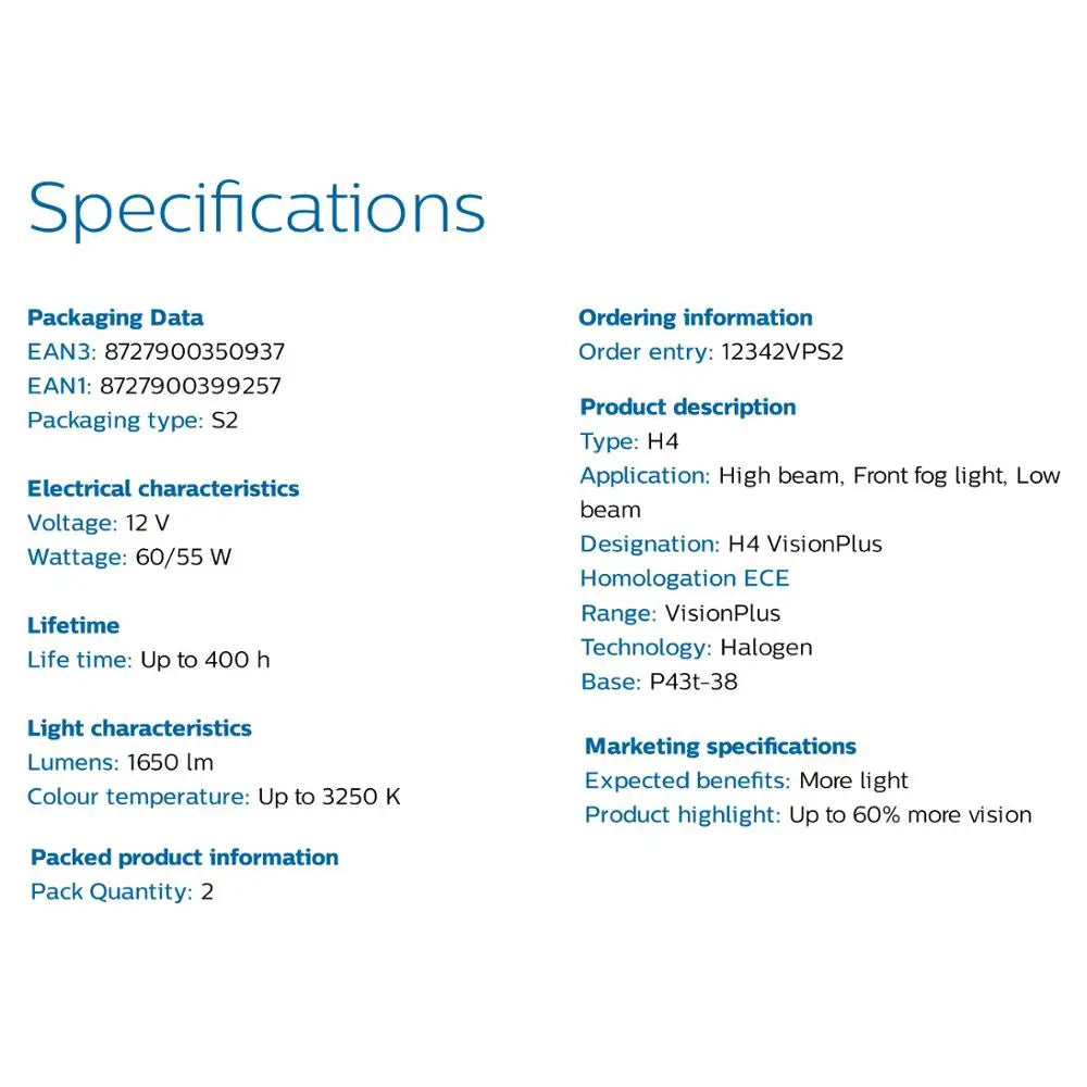 Technical specifications of a high-beam light bulb on a white background