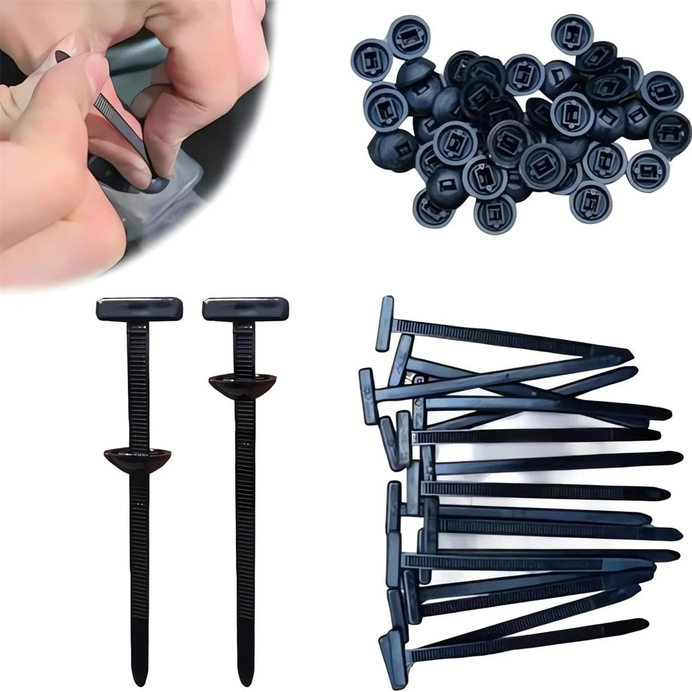 Self-Locking Nylon Cable Tie Push Mount Clips – Releasable Zip Straps for Car, Pipes, Wires, and Cable Fastening & Bundling