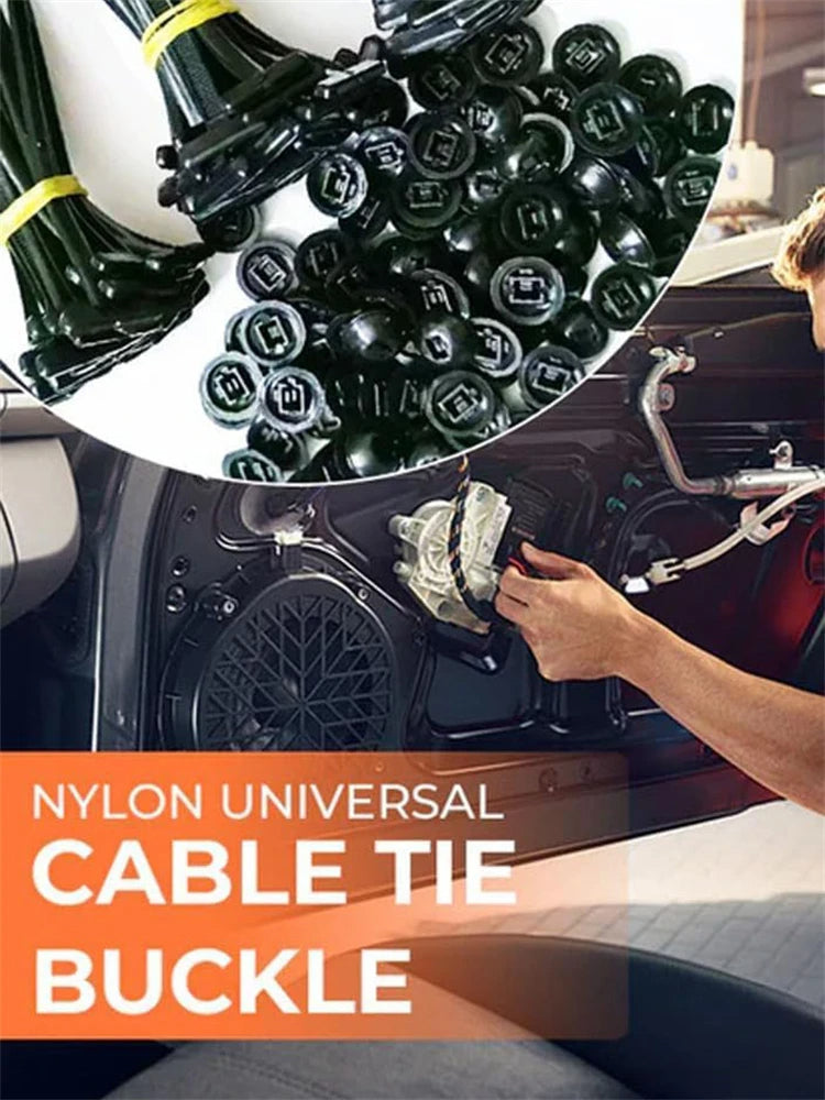 Self-Locking Nylon Cable Tie Push Mount Clips – Releasable Zip Straps for Car, Pipes, Wires, and Cable Fastening & Bundling