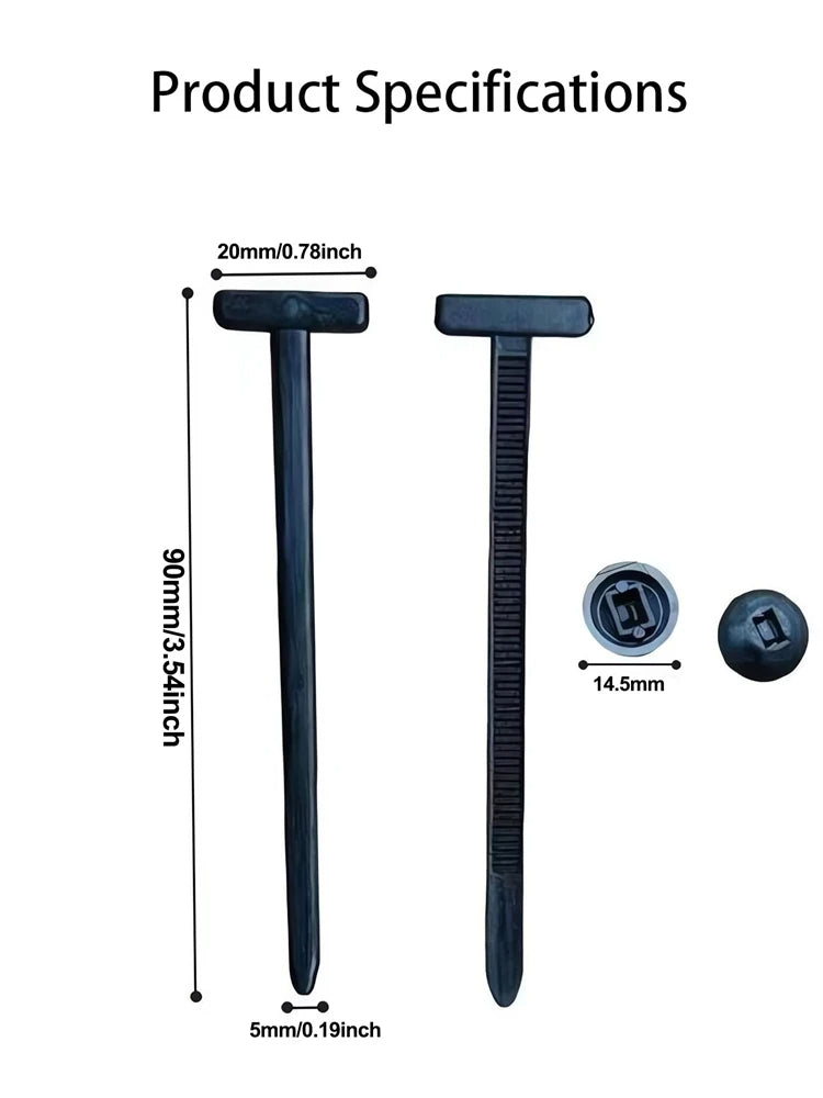 Self-Locking Nylon Cable Tie Push Mount Clips – Releasable Zip Straps for Car, Pipes, Wires, and Cable Fastening & Bundling