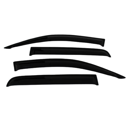 Set of black car window deflectors with 'Sunz' logo on a white background