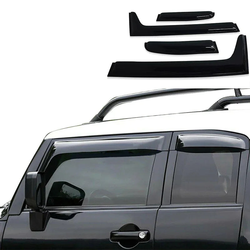 Car window deflector set with Sunz logo on a white background