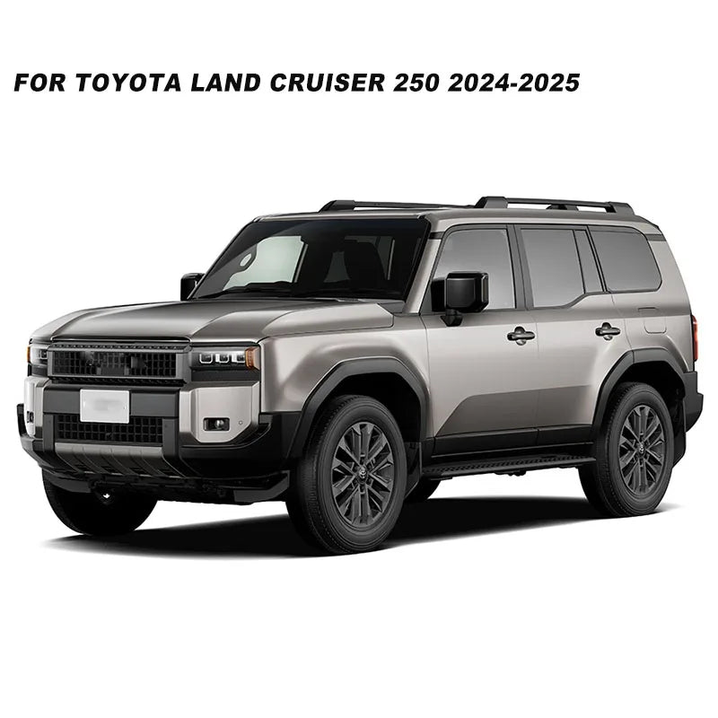 Silver Toyota Land Cruiser 250 on a white background with text indicating model years.