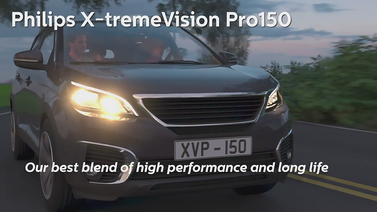 Philips X-tremeVision Pro150 H11 Headlight Bulbs 12V 55W +150% Brightness, ECE Approved, Halogen Car Lamps – Pair (12362XVPro150) product video