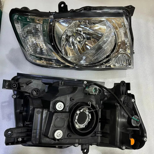Car headlight assembly on a white background