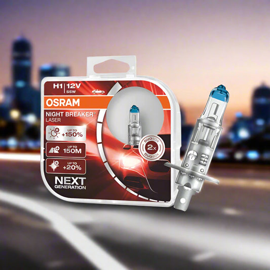 OSRAM H1 car bulb packaging with bulb on a white background