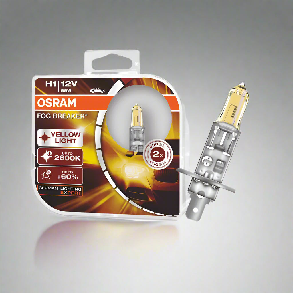 OSRAM fog light bulb packaging with bulb displayed on a white background