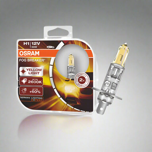 OSRAM fog light bulb packaging with bulb displayed on a white background