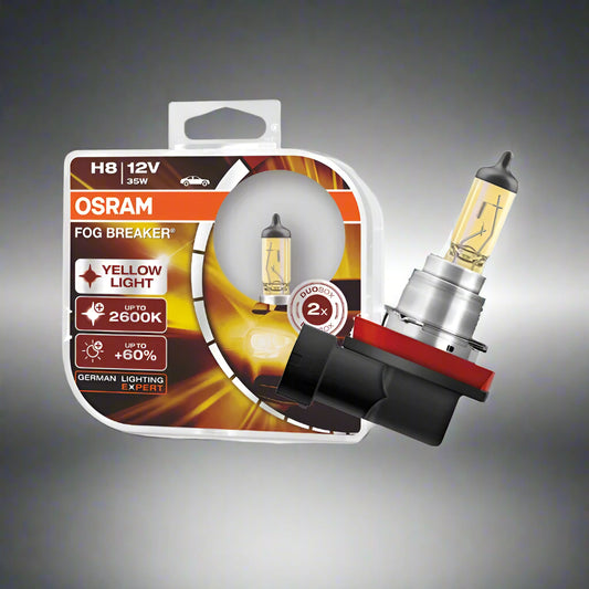 OSRAM fog light bulb with packaging on a white background