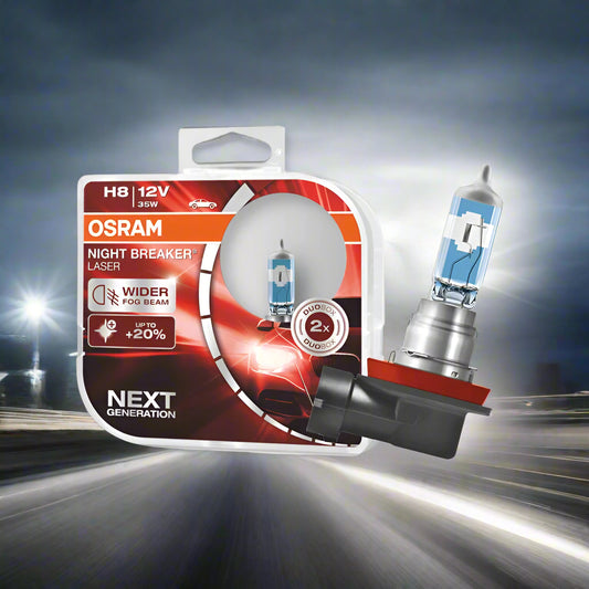 OSRAM H8 car bulb packaging on a white background