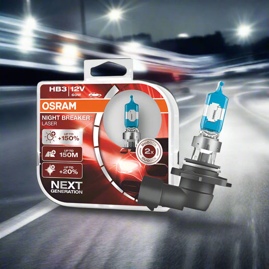 OSRAM HB3 car bulb packaging with a clear background