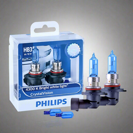 Philips car light bulbs with packaging on a white background