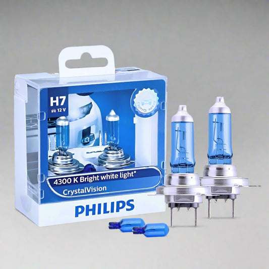 Philips H7 car bulb packaging with two bulbs on a white background