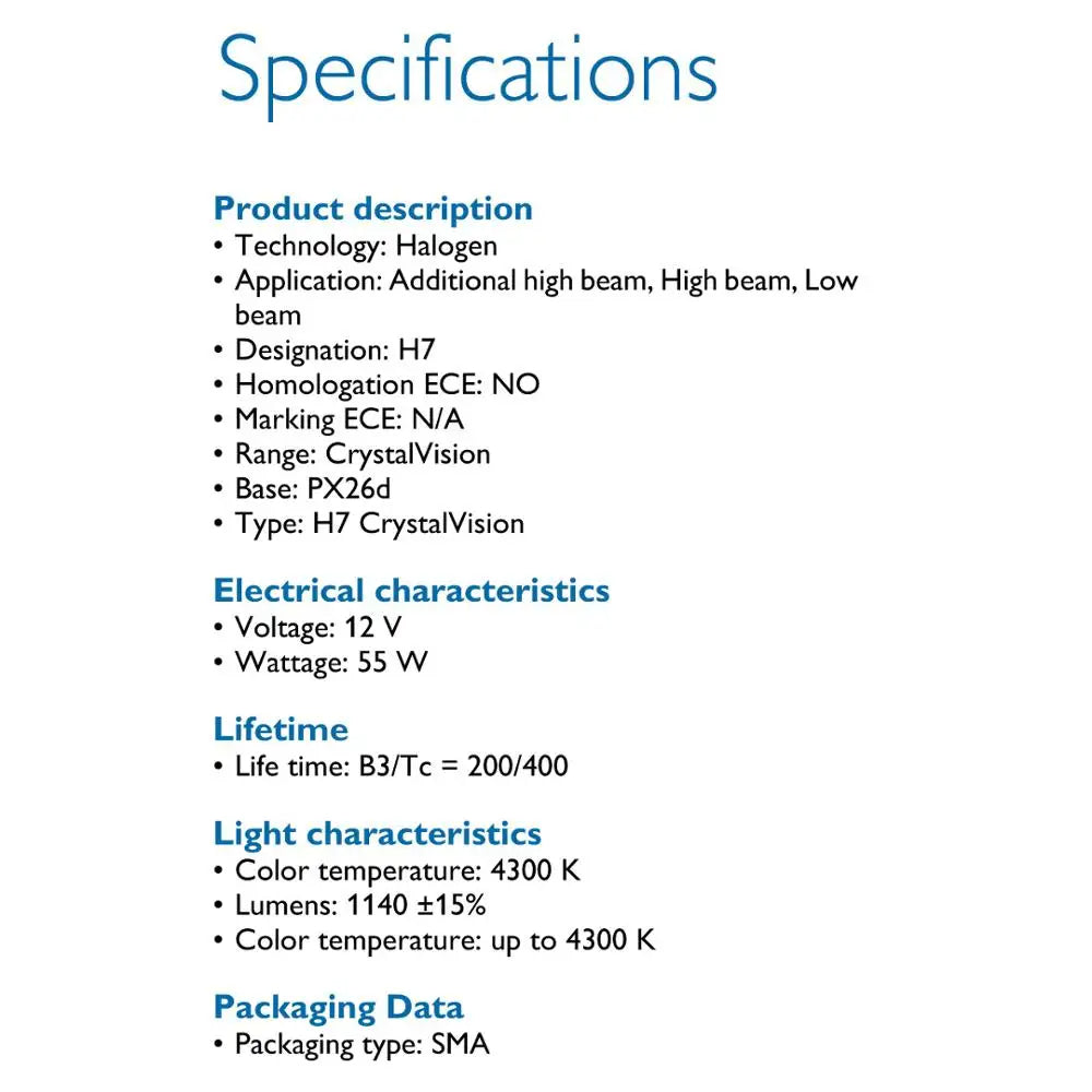 Technical specifications of a halogen automotive light bulb on a white background