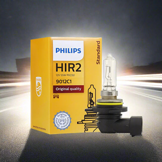 Philips HIR2 car bulb with packaging on a white background