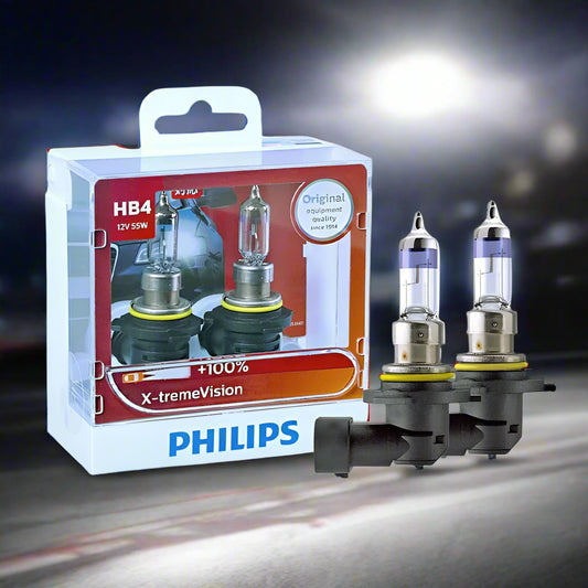 Philips car light bulbs with packaging on a white background