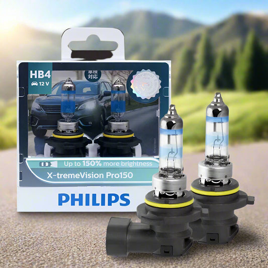 Philips car light bulbs with packaging on a white background